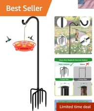 Heavy Duty 76 Inch Adjustable Garden Hook with 7 Prongs Base for Bird Feeders