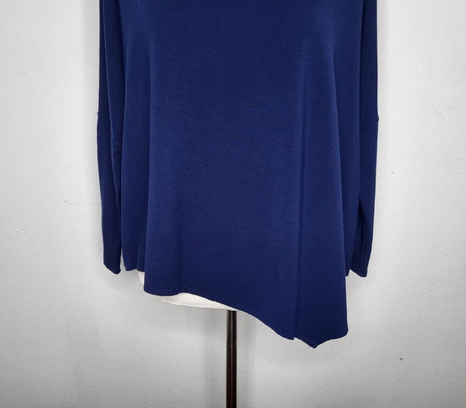 Camisa cuadrada HELMUT LANG Top Mujer Talla P o XS Dobladillo Asimétrico Forro Polar Azul Foto 3 de 4