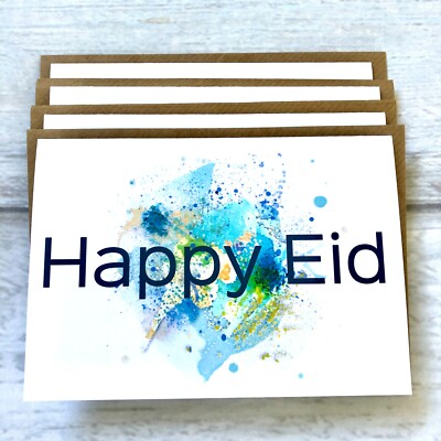 Islamische Happy EID UL ADHA Mubarak Karten 4er Pack (innen leer) EID UL FITR