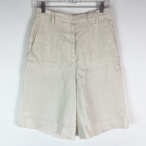 Pantalones Cortos REMAIN Birger Christensen Para Mujer Kiki Bermudas Lino Marfil Talla 6