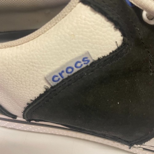 Crocs Shoes Mens 12 Preston Leather Spikeless Golf Black White soles 18976 - Picture 2 of 14