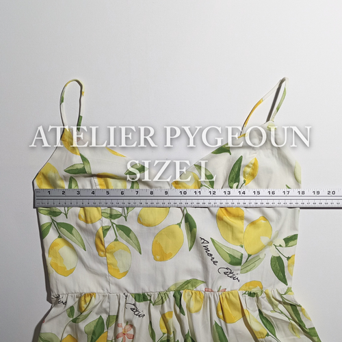 NWT H&M Lemon Cotton Midi Slip Dress White/lemons 1278036003 Sz XS, S, M, L - Picture 5 of 11