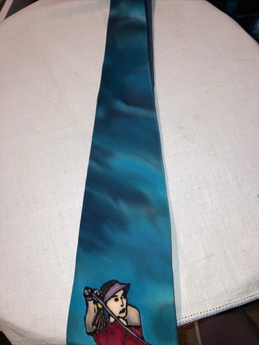 Corbata de seda pintada a mano Robert Daskal para golf - Imagen 2 de 5