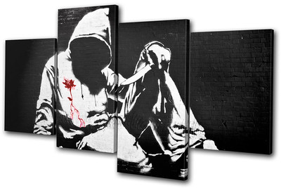 Snow Urban Graffiti Banksy Street SINGLE TELA parete arte foto stampa