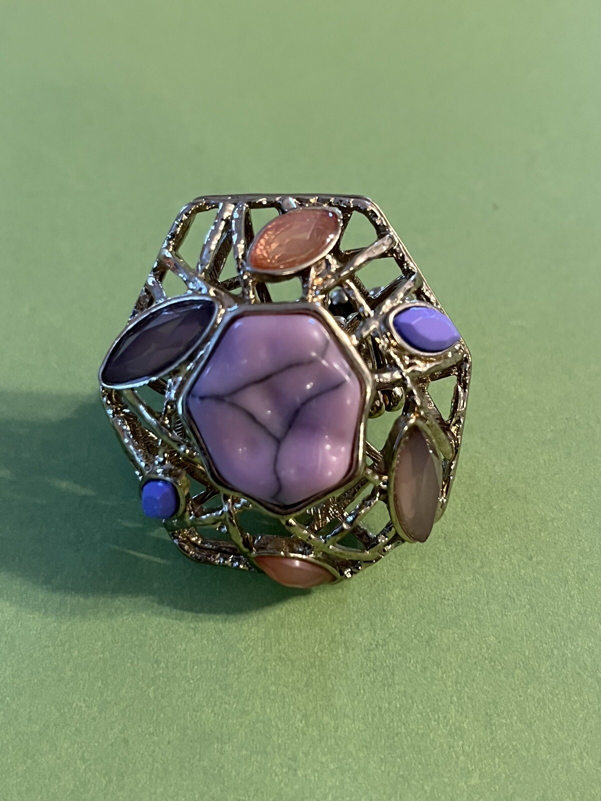 Lavender and Multi Colored Bead Statement Stretch… - image 2