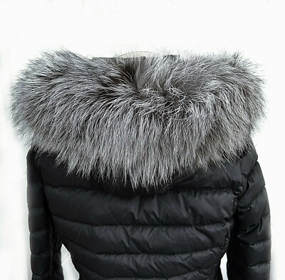 Extra Large Real Silver Fox Fur Collar Trim for Coat Hood Replacement 70 X 5 cm