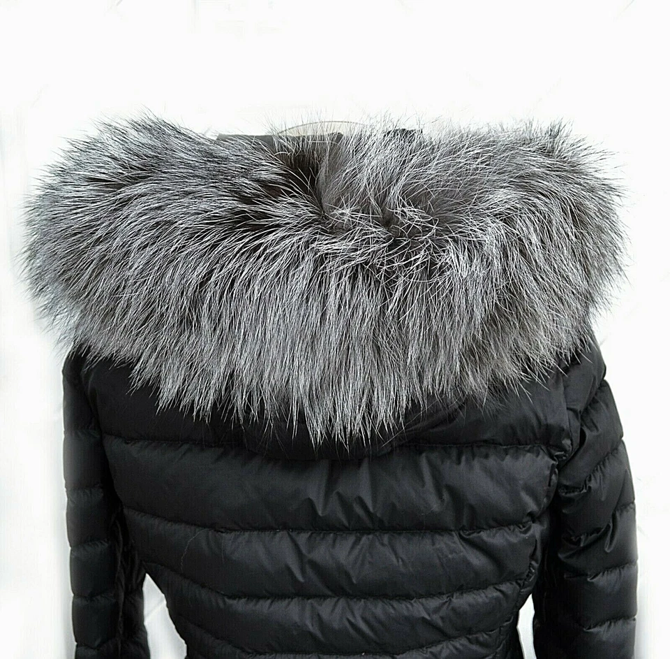 Borde de cuello de piel de zorro plateado real extra grande para reemplazo de capucha de abrigo 60 X 5 cm Foto 4 de 4