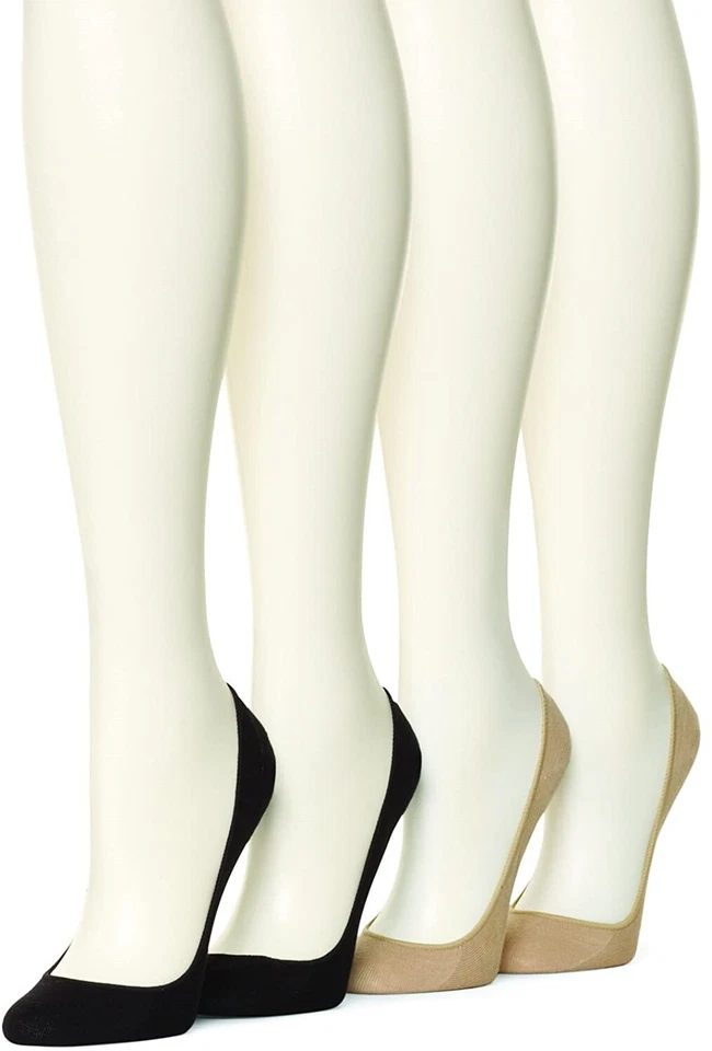 Paquete de 4 pares de calcetines de algodón ocultos HUE 239340 para mujer talla pequeña/mediana Foto 2 de 2