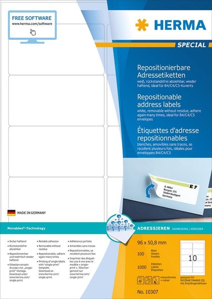 Herma Universal-Etiketten Special, 96 X 50,8 Mm, Weiá-image