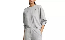 Polo Ralph Lauren Women's Pajama Sweatshirt Gray, Size M 0359 Just Top
