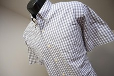 J Crew Button Up Mens Large Gray Plaid Classic Fit Short Sleeve Excellent