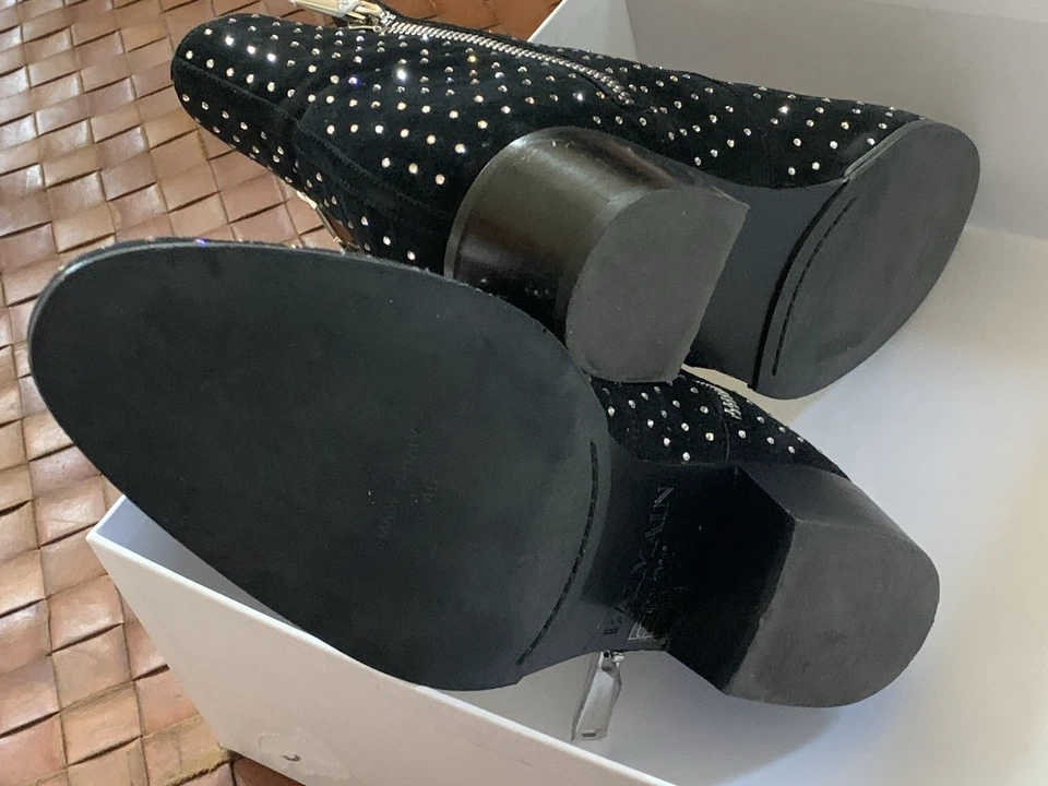 Balmain Hombres *botas de vestir* EE. UU. Talla 12 45 - Gamuza y pedrería - Empuñaduras con cremallera selladas Foto 3 de 4
