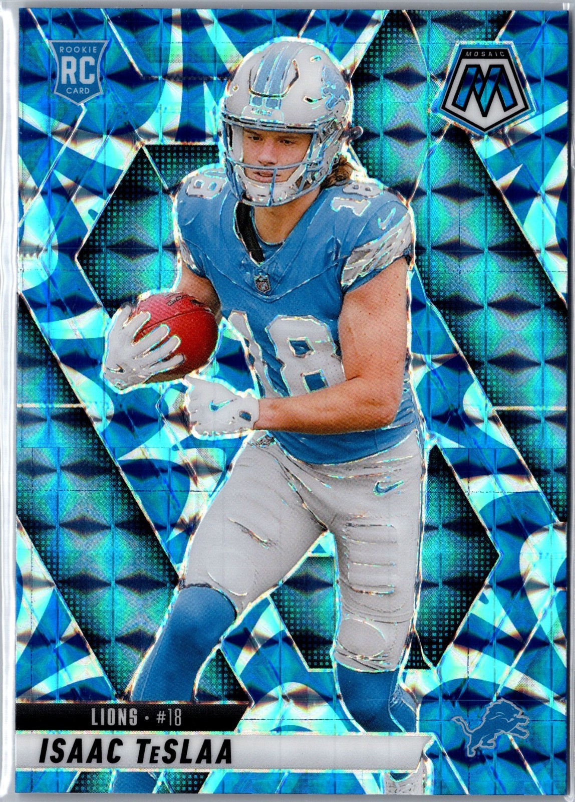 2025 Panini Mosaic - Isaac Teslaa #319 Reactive Blue Prizm (RC) Detroit Lions