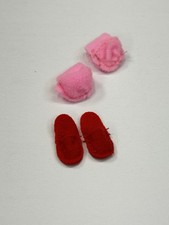 Barbie Doll Red And Pink Slippers Lot EUC