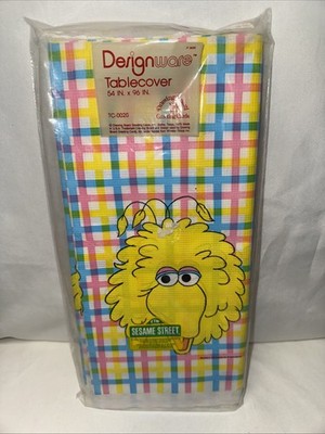 Vtg 1986 Sesame Street Paper Table Cover 54'' x 96'' Big Bird NIP Designware