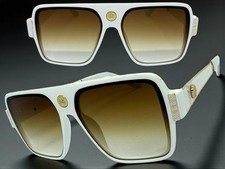 Classic Vintage Retro Hardcore Hip Hop Rapper Pimp Style SUNGLASSES White Frame