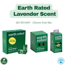 Earth Rated Dog Poop Bags Lavender Scent – 120 / 270 / 600 Count Multipack