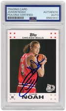 Joakim Noah Signed Bulls Topps Rookie Basketball Card #9 - (PSA Encapsulated)