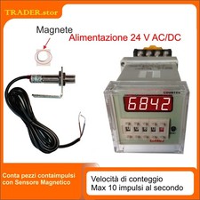 Contapezzi con Sensore magnetico ,24 V AC/DC. conta pezzi contaimpulsi Contatore