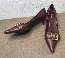 Needs Repair Vintage Prada Women's Kitten Heels Oxblood Italy Size 9.5 EU 39.5