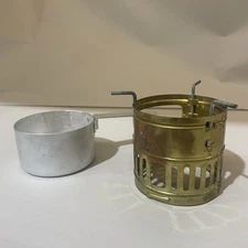 Vtg Optimus Svea 123 Backpacking Stove Brass Windscreen + Aluminum Cup Set