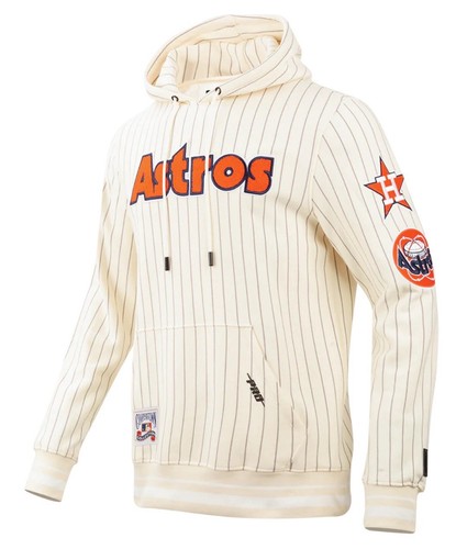 MLB HOUSTON ASTROS PINSTRIPE RETRO CLASSIC MEN'S RIB FLEECE PULLOVER HOODIE