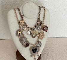 Gothic Punk Heart Layered Necklace  Vintage Chunky Gold Statement Choker