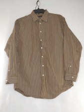 Nautica Mens Dress Shirt Long Sleeve Size 16.5 34/35 Brown Striped Spread