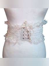 White Lace Corset Style Belt OS Wide Elastic Waistband Victorian Cosplay