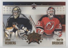 2001-02 Pacific Vanguard East Meets West Johan Hedberg Martin Brodeur #4 HOF x1f