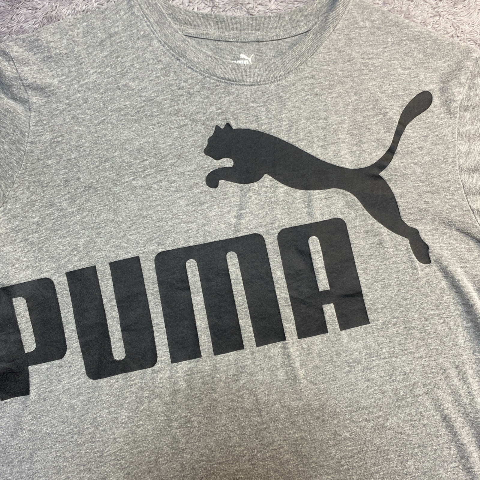 PONY T shirt Puma taglia large classica grigia girocollo manica corta grande grafica Puma