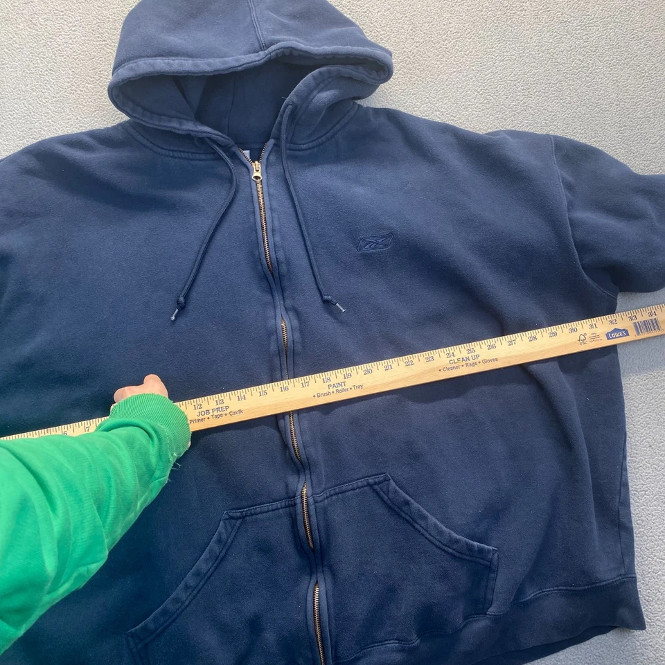 Sudadera con Capucha Reebok De Colección Para Hombre 5XL Azul Marino Cremallera Completa Logo Bordado Y2K Foto 3 de 4