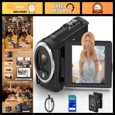 Muitune Camcorder Video Camera QHD 2.7K 56MP 16X Digital Zoom Vlogging Camera wi