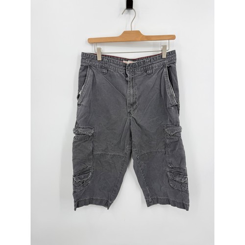 Cargo Supply Utility Cargo Shorts Men 32 Gray Faded Multi-Pocket Cotton Rugged