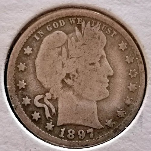 1897 O Barber Quarter G/VG Condition. Liberty Head New Orleans Mint 90% Silver