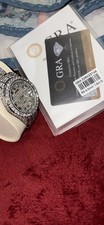 Silver Tone Luxury Analog Wristwatch Gem-Set ...