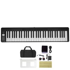 61 Key Folding Keyboard Piano Portable Foldable Piano Bluetooth MIDI Black