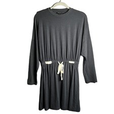 TopShop Navy Blue Long Sleeve Shirt Dress Rope Belt Size 6