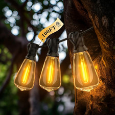 100FT LED Outdoor String Lights ST38 Shatterproof 2700K Patio LightsVintage/Retr