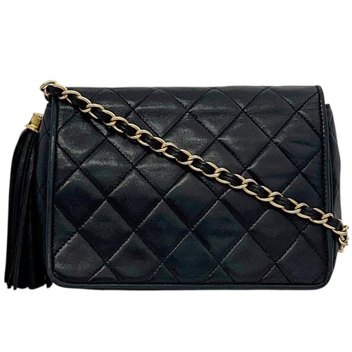 CHANEL Chain Shoulder Bag Matelasse Full Flap Tassel 0671206 CHANEL Leather Lamb
