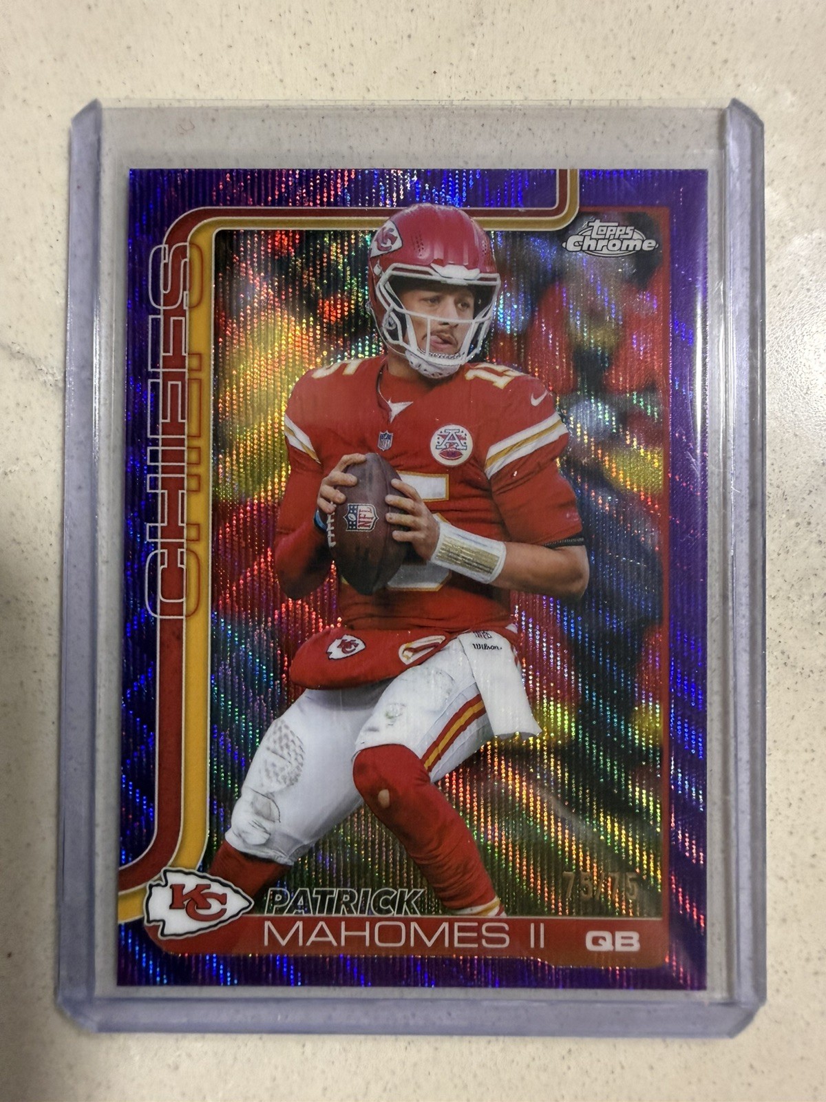2025 NFL Topps Chrome - Patrick Mahomes II Purple Wave /75 KC Chiefs Bookend