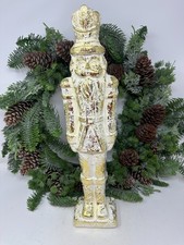 19" Whitewash Gold Nutcracker   Elegant Holiday Decor, Christmas Nutcracker, NEW