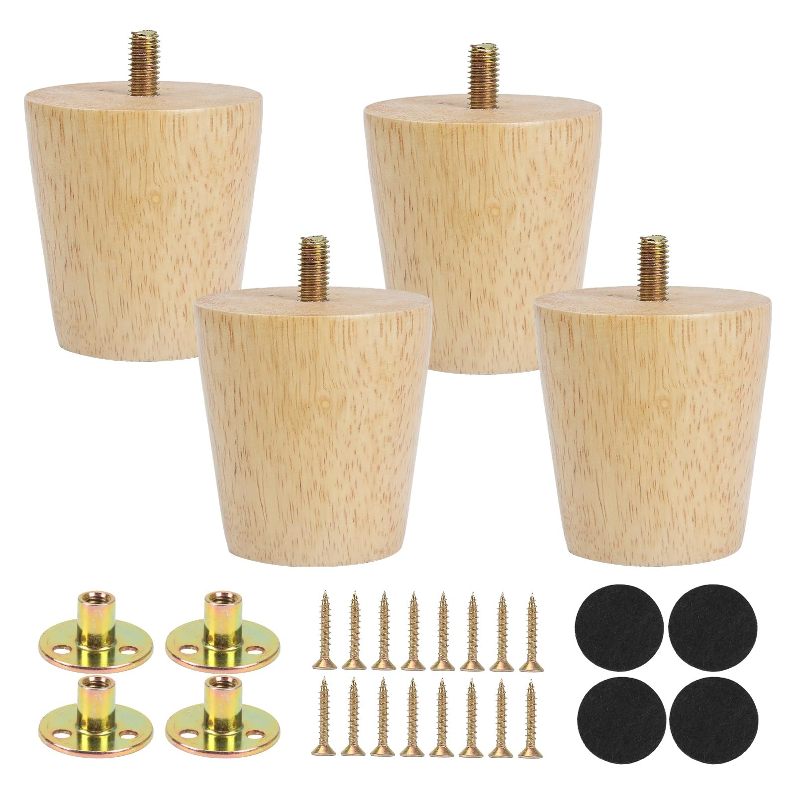 Pieds de Meuble en Bois Massif 6cm Finition Chêne pour Mobilier Premium
