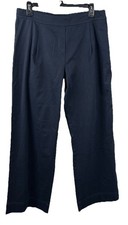 J Jill Womens Bi-Stretch Wide Legged Pants Size 12P Navy Blue Cotton Blend NWT