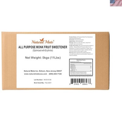 Monk Fruit Zero Calorie Sweetener 2x Sugar Sweet, , 5kg/11Lbs- Granular Powde...