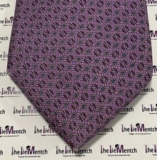 UNBRANDED 100 Silk Purple Geometric Floral Design Neck Tie New Minor Flaws 