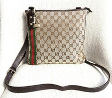 GUCCI Sherry Line GG Canvas Crossbody Bag Shoulder Bag Brown Authentic