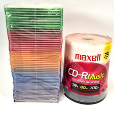 Maxell CD-R Music 75 Pack New 32x 80 Min. 700 MB Made In Japan  Slimcases
