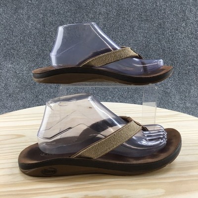 Chaco Sandals Womens 10 Flip Flops Beige Brown Slip On Open Toe Flats Casual Com