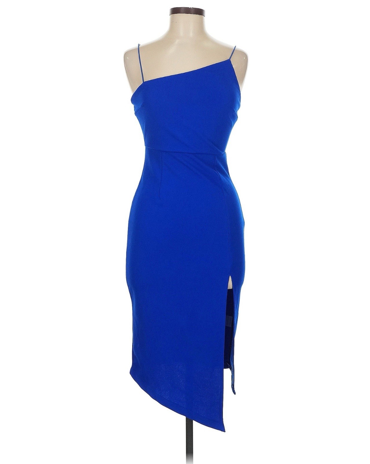 Hello Molly Cobalt Blue Outta Cash Midi Asymmetrical Cocktail Dress Women's M